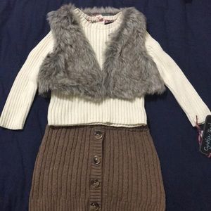 Set includes Fur outwear with skirt and top